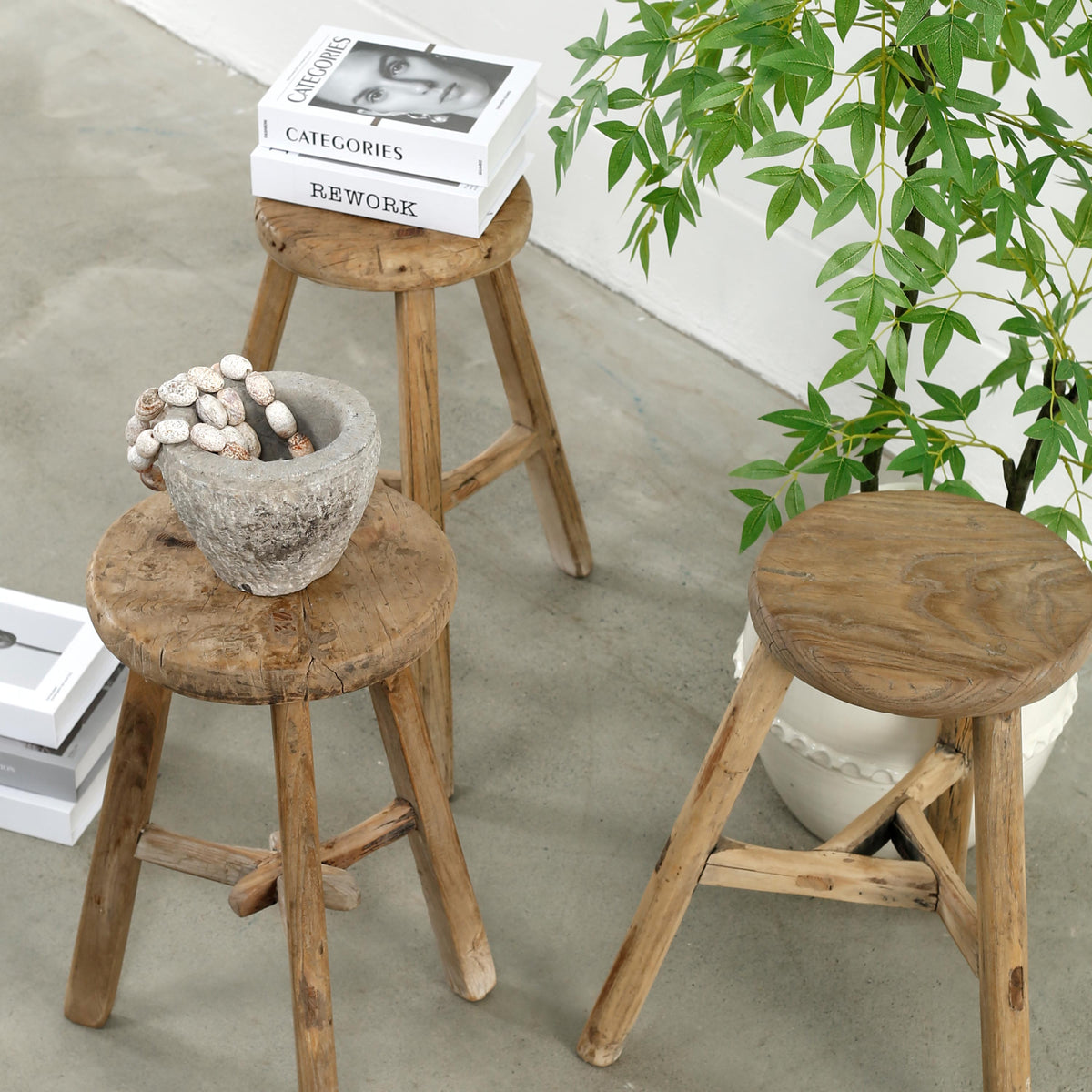 Vintage Round Stool (size & finish vary)