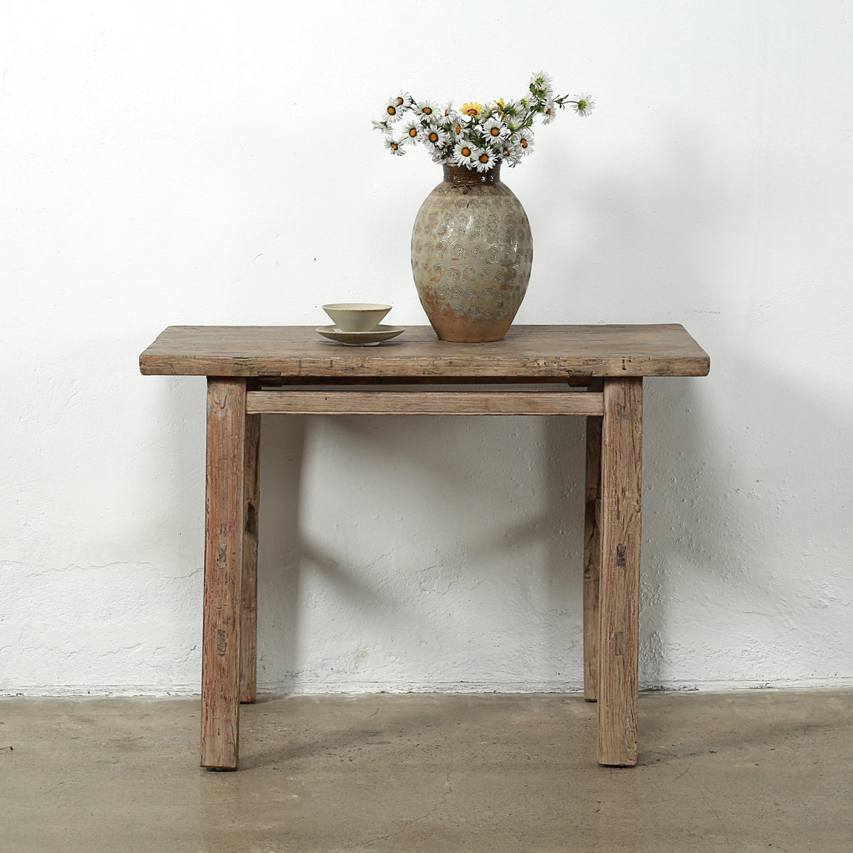 Approx. 43" Wide 23" Deep Antique Console Table Elmwood Natural Wood Tone