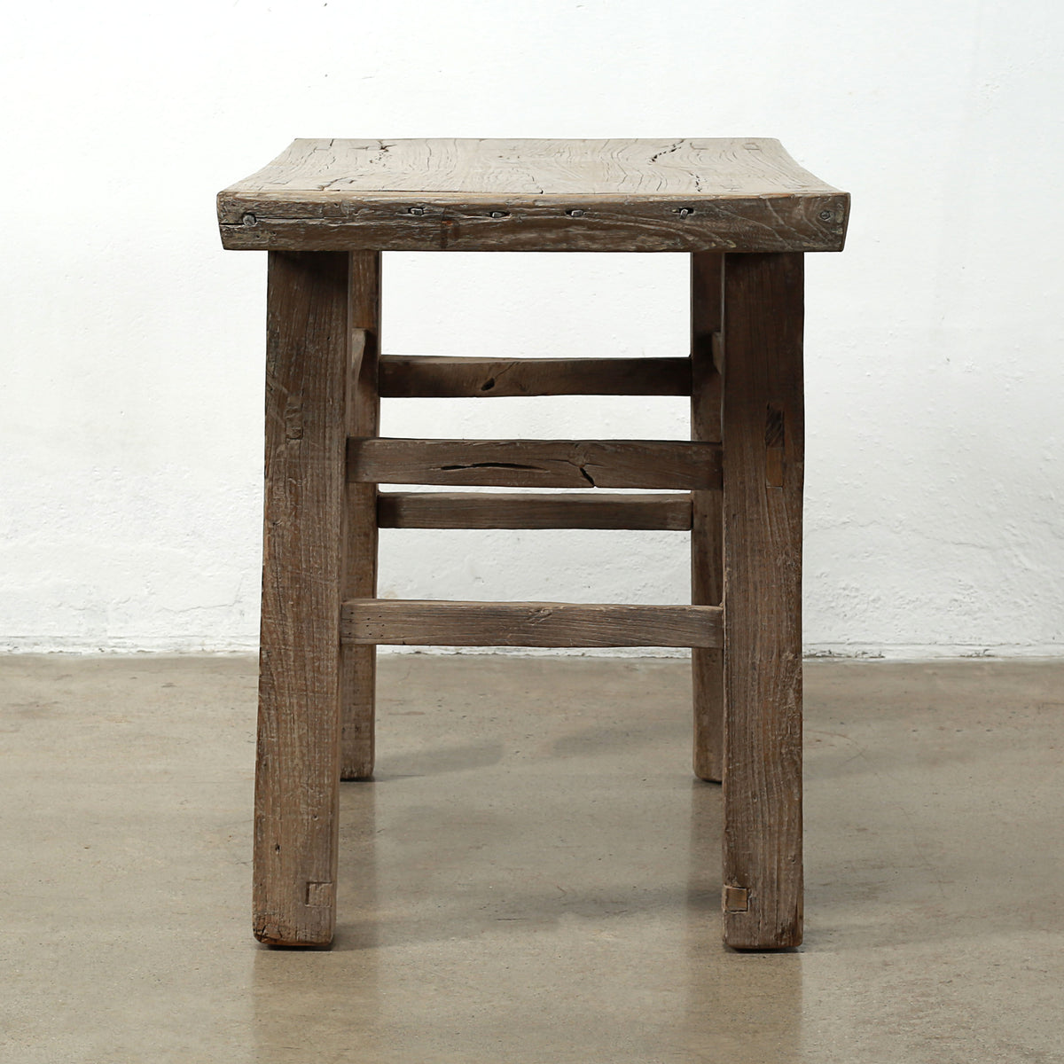 Approx. 46" Wide 24" Deep Antique Console Table Elmwood Rustic Neutral Wood Tone