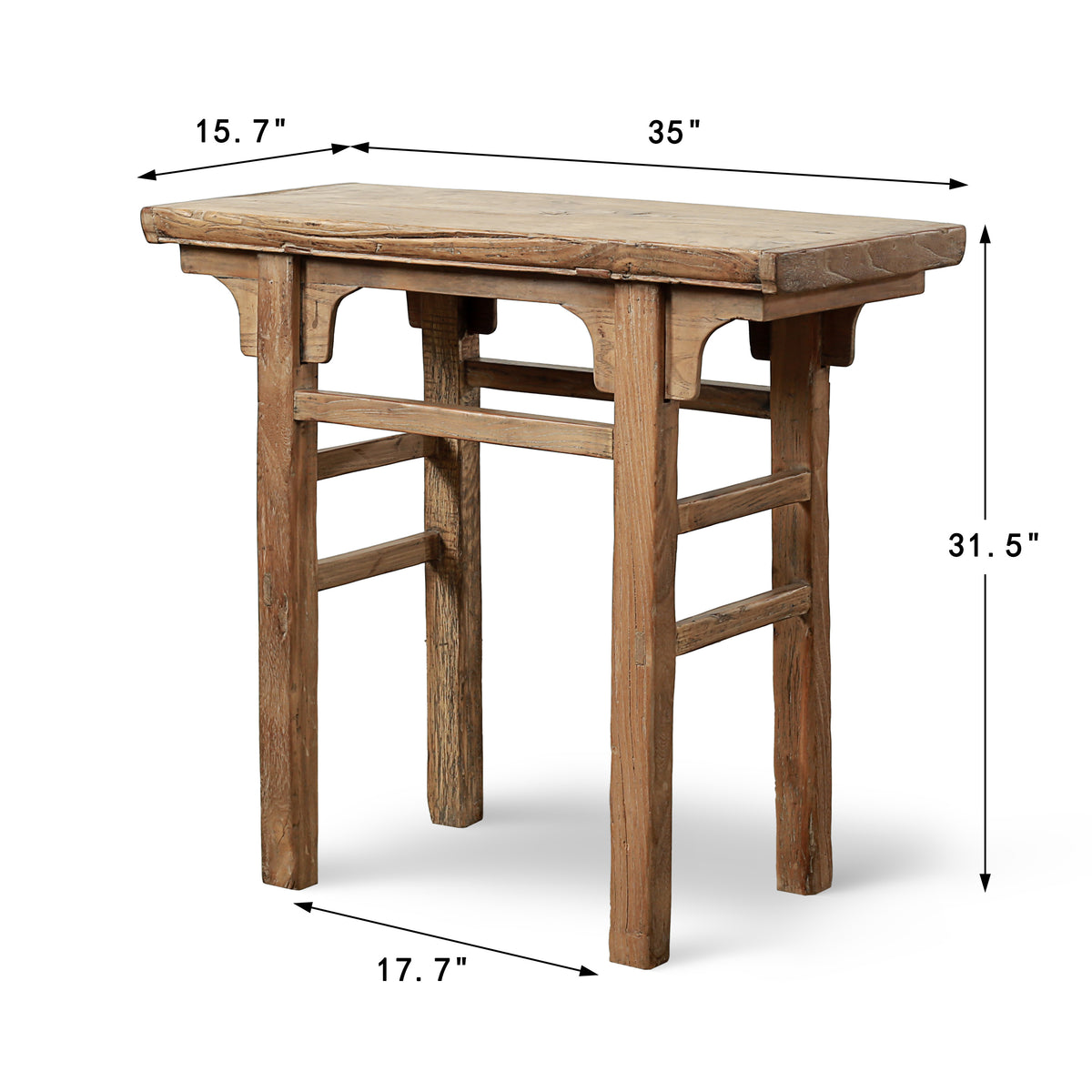 Approx. 35" Wide 16" Deep Antique Console Table Elmwood Warm Wood Tone