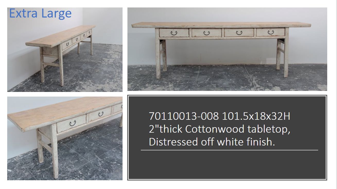 Vintage Console Table with Four Drawers Weathered Off White XL image
