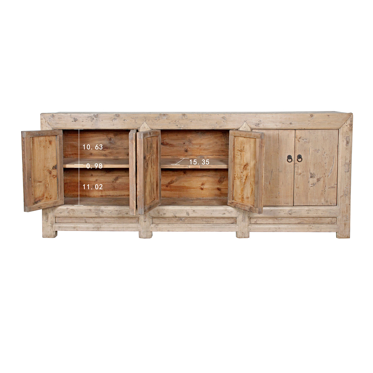 Antique six doors sideboard (Size and finish vary Approx 80"-90" long)