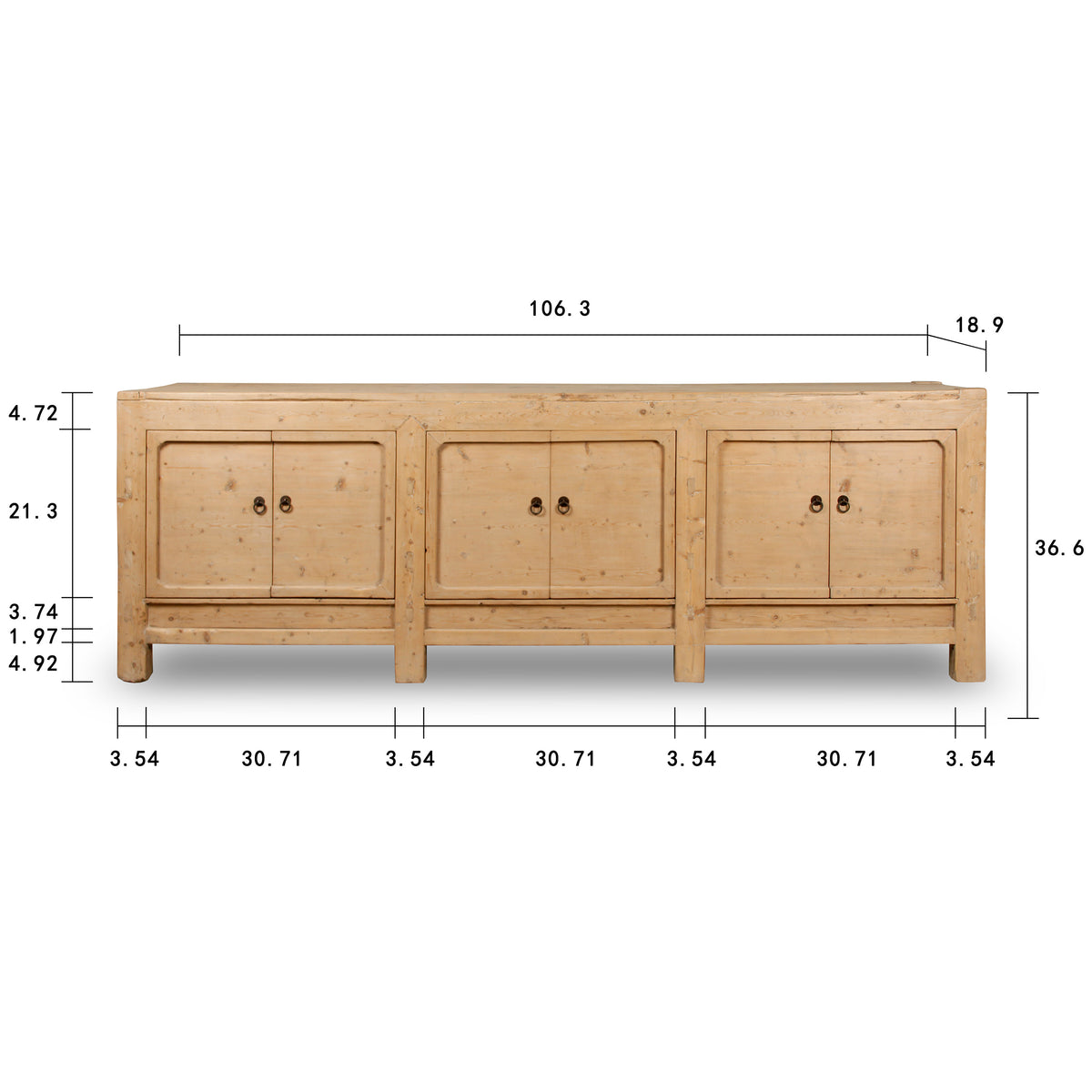Antique six doors sideboard (Size and finish vary Approx 8-10ft long)