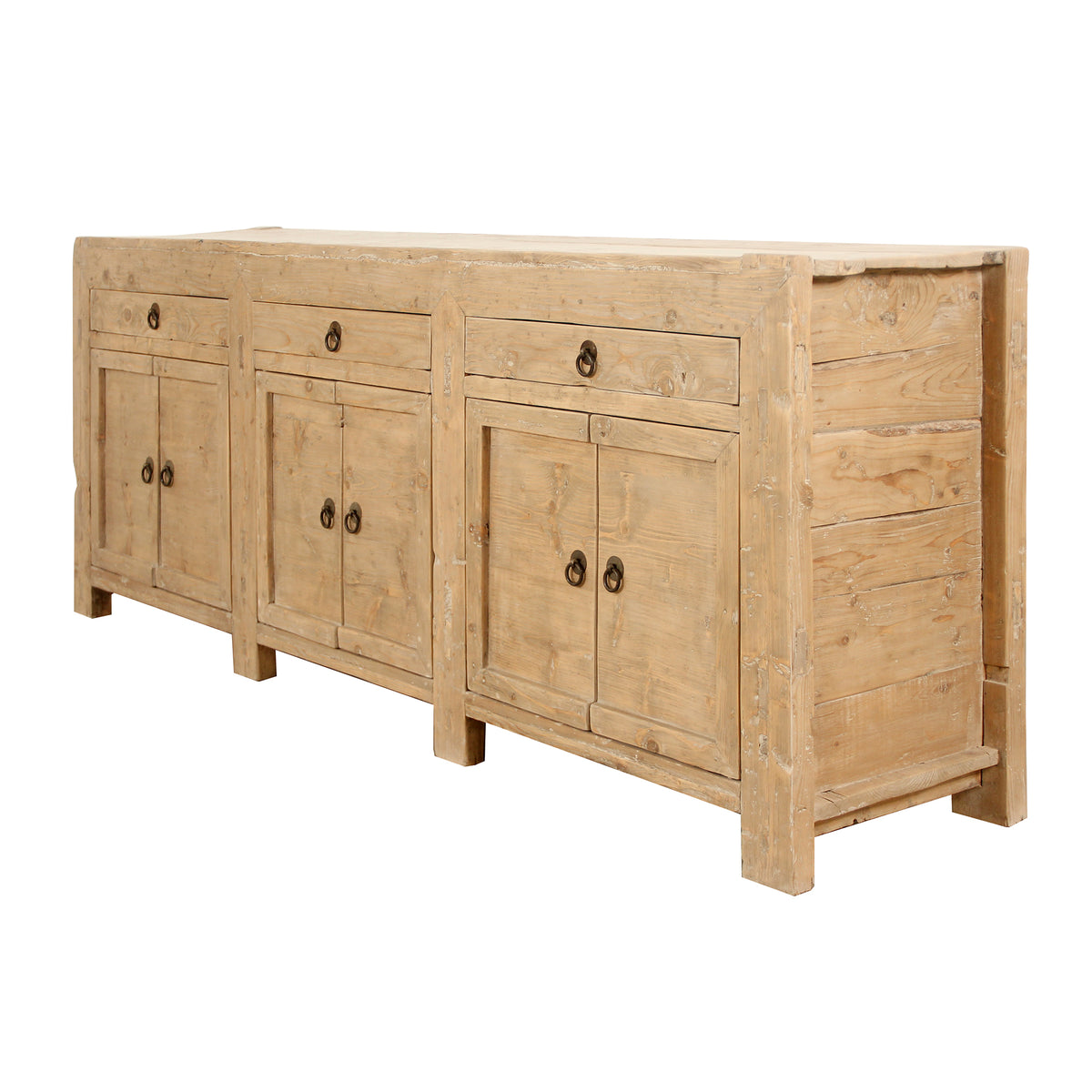 Antique six doors sideboard with drawers (Size and finish vary Approx 80"-90" long)