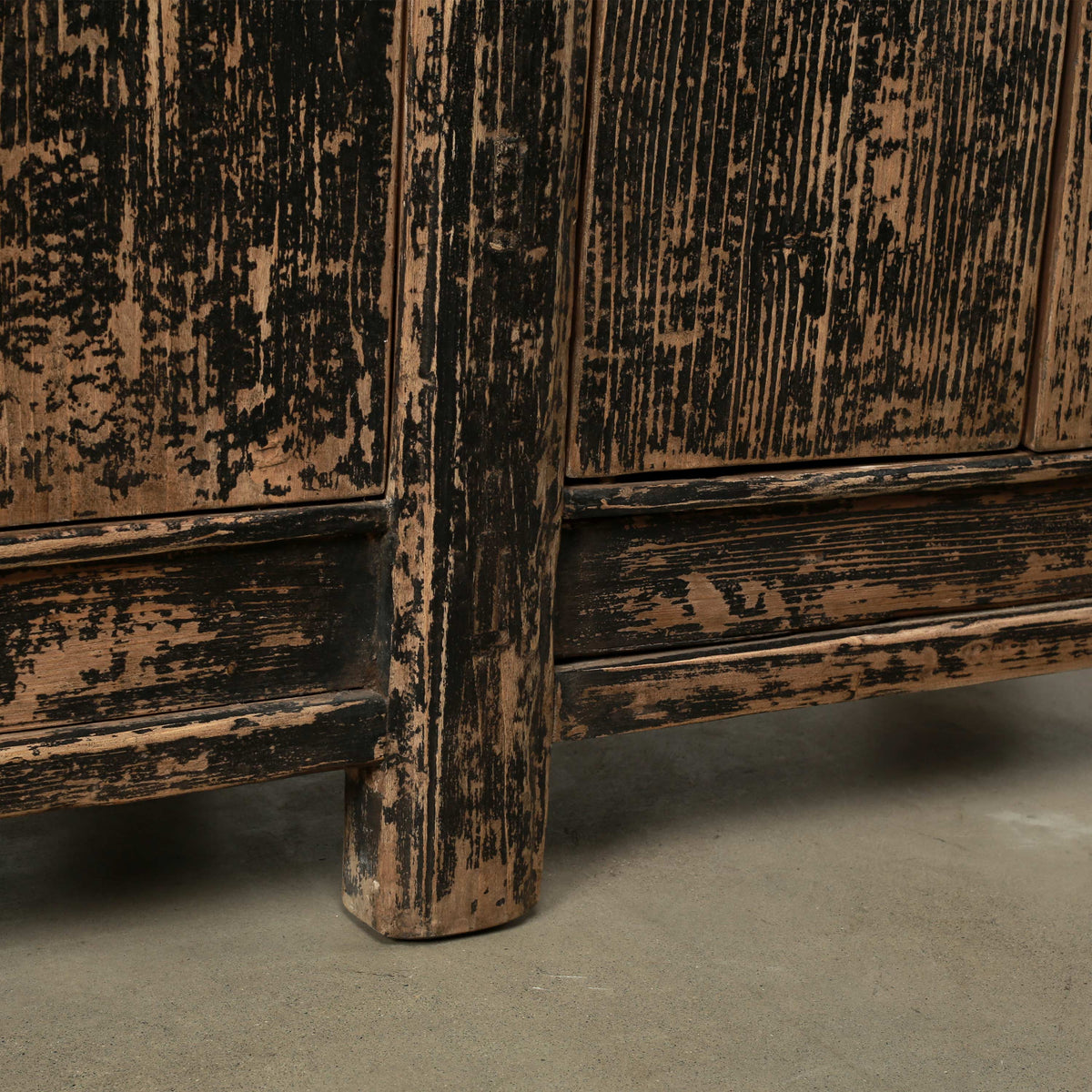 Antique Wide Sideboard with Three Drawers Distressed Black 87Wx18.9Dx34H