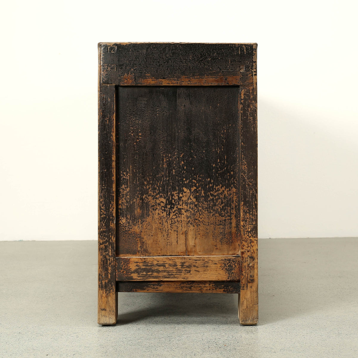 Antique Wide Sideboard with Three Drawers Distressed Black 87Wx18.9Dx34H