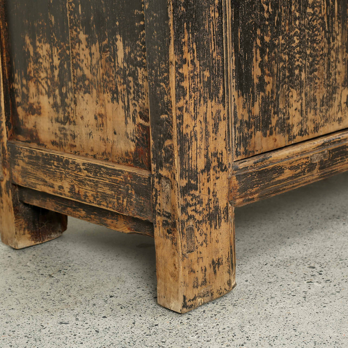 Antique Wide Sideboard with Three Drawers Distressed Black 87Wx18.9Dx34H