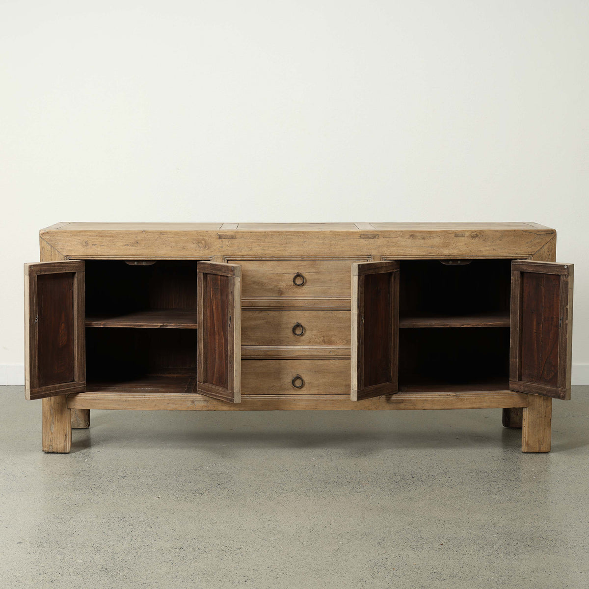 Approx. 74" Wide Antique Sideboard with Three Drawers Weathered Natural