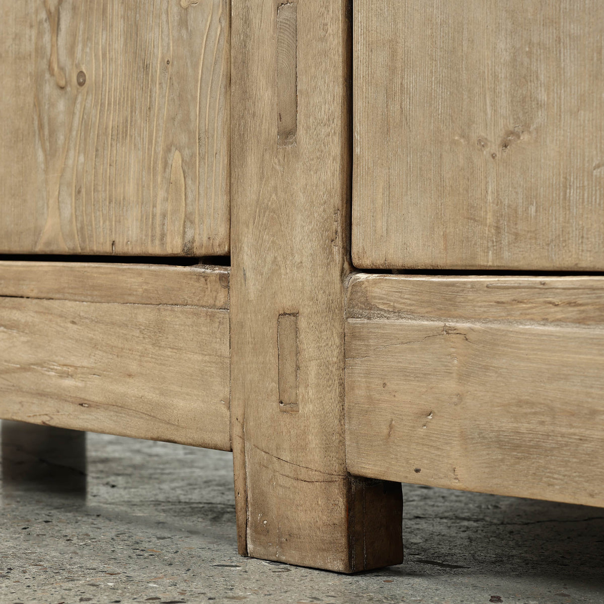 Approx. 98" Long Antique Sideboard with Six Doors, Weathered Natural