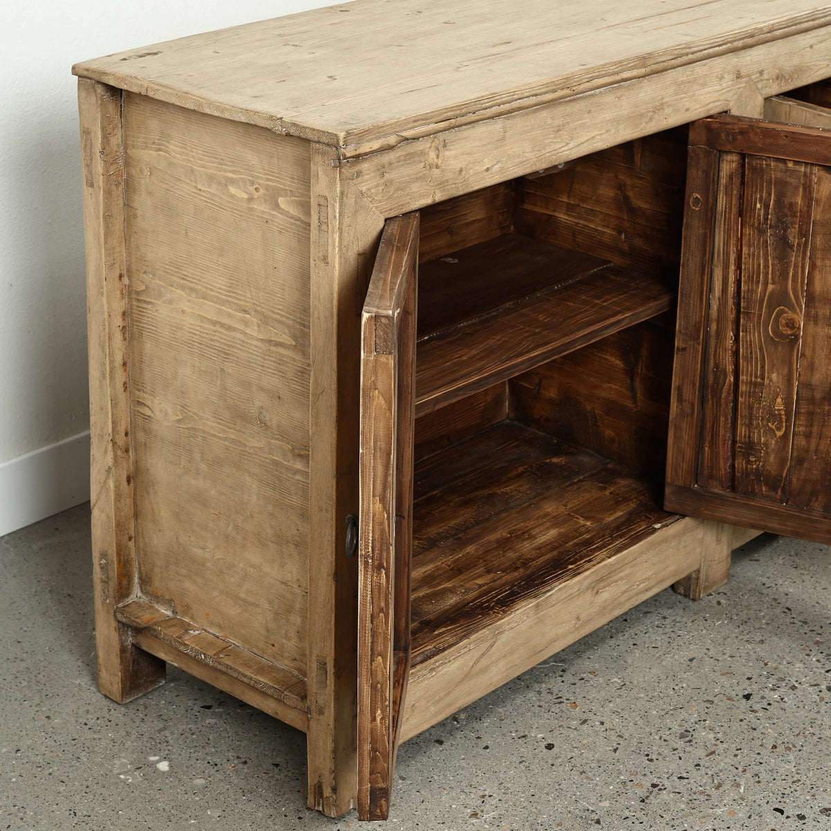 Approx. 98" Long Antique Sideboard with Six Doors, Weathered Natural