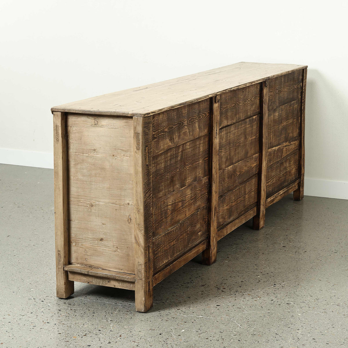 Approx. 98" Long Antique Sideboard with Six Doors, Weathered Natural