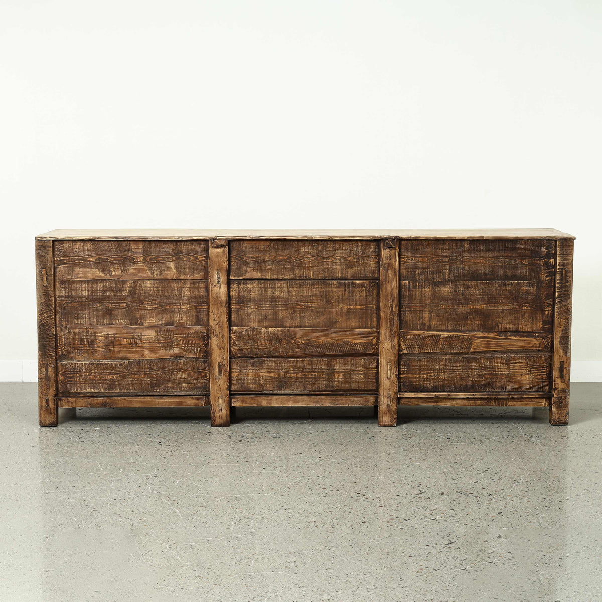 Approx. 98" Long Antique Sideboard with Six Doors, Weathered Natural