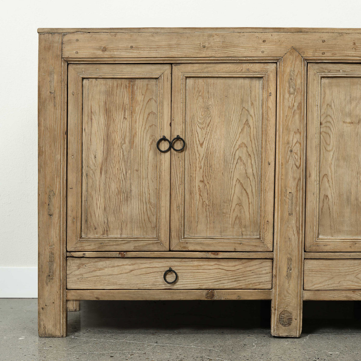 Approx. 91" Long Antique Sideboard with Six Doors & Three Drawers, Weathered Natural
