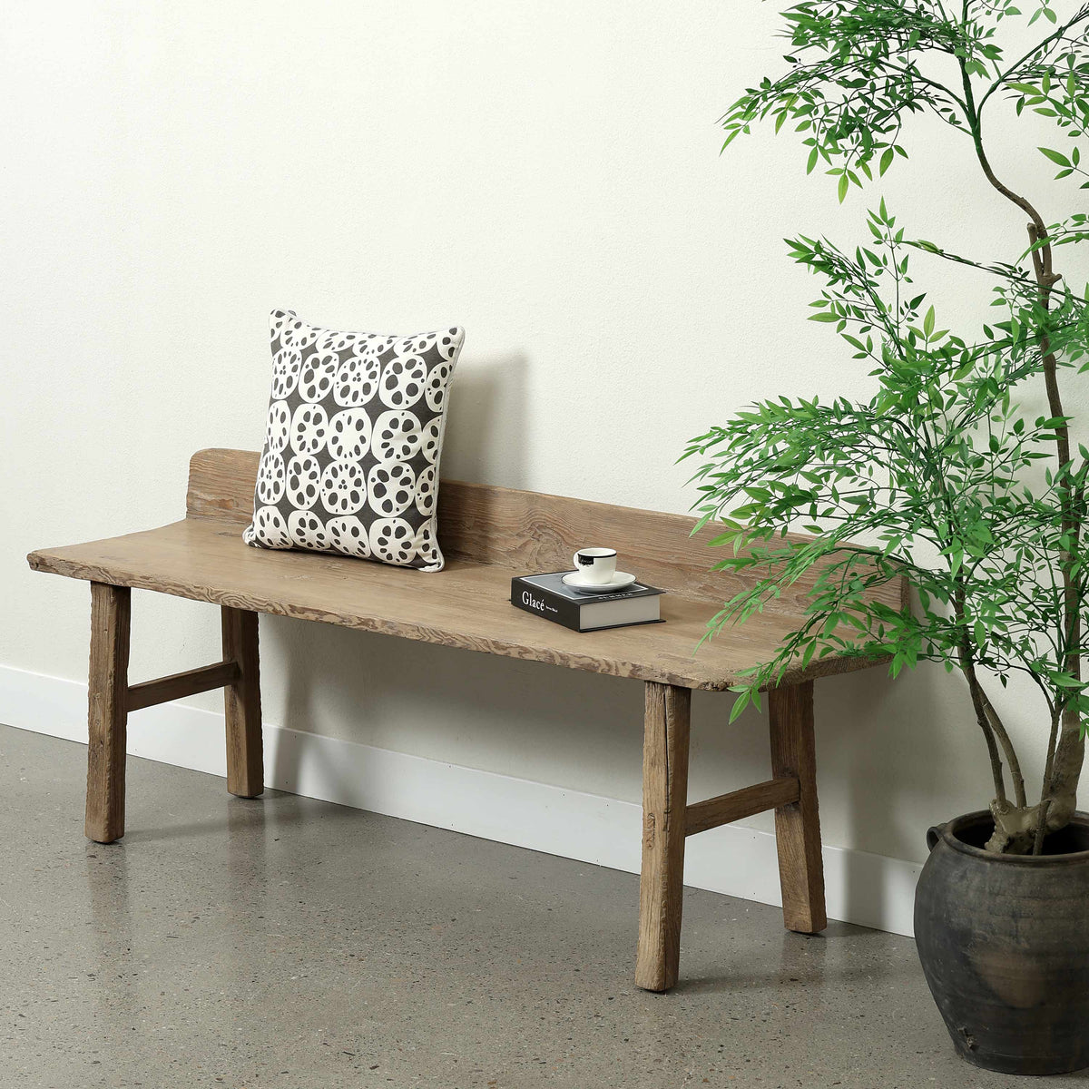 Approx. 60.2 Inches Wide 24.8 Inches High Live Edge Vintage Bench Weathered Natural