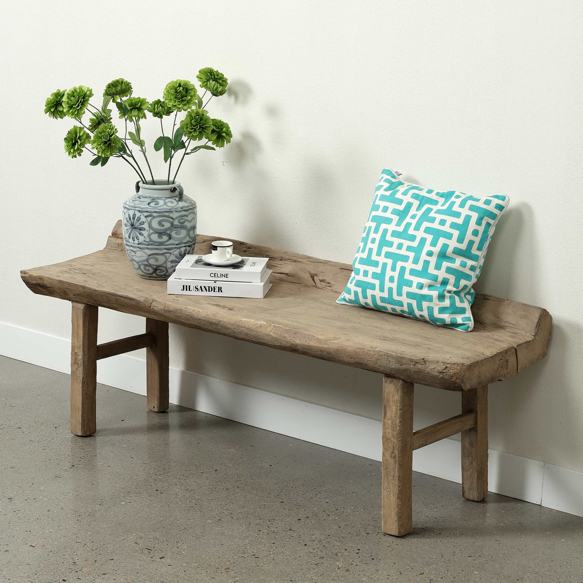 Approx. 64.2 Inches Wide 22.4 Inches High Live Edge Vintage Bench Weathered Natural