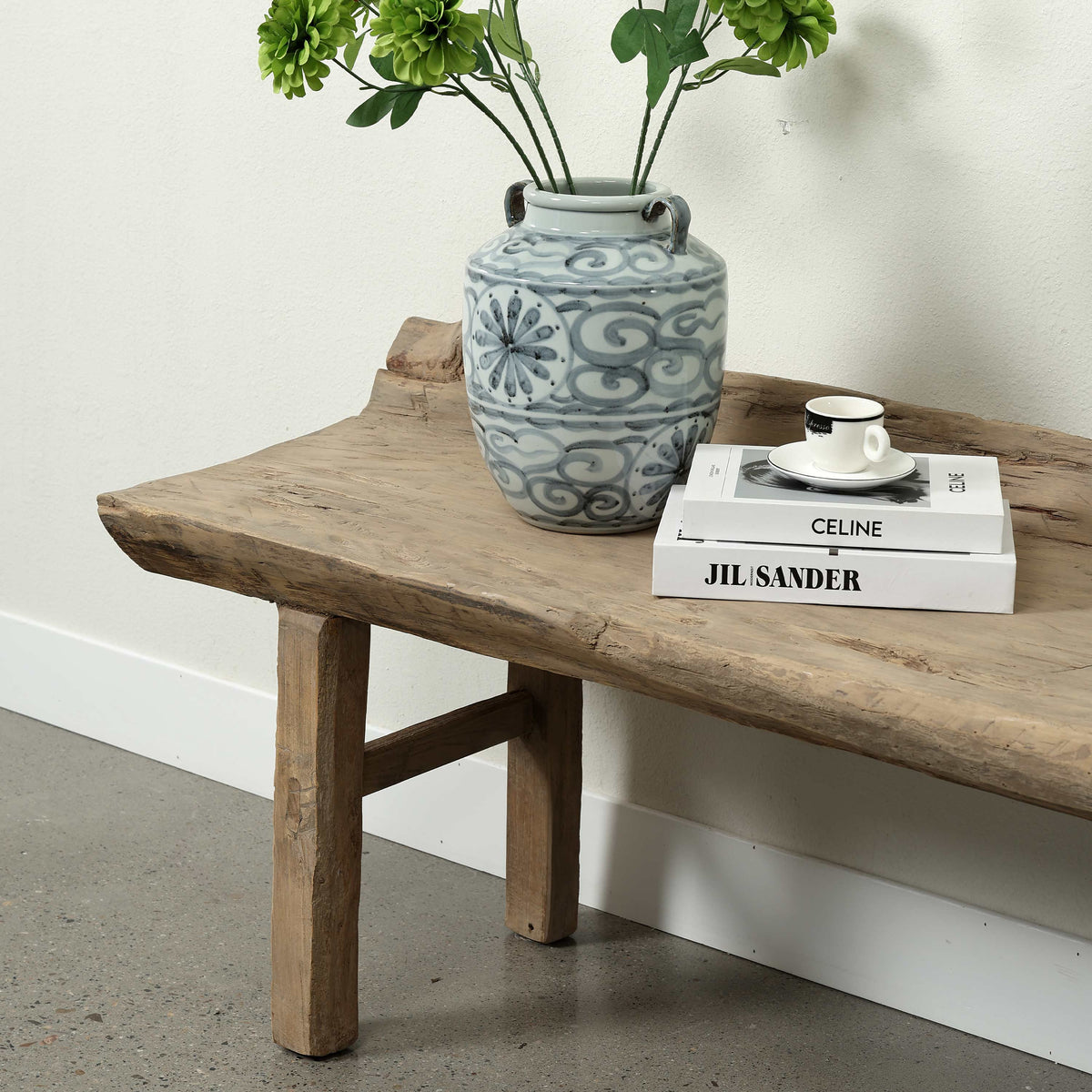 Approx. 64.2 Inches Wide 22.4 Inches High Live Edge Vintage Bench Weathered Natural