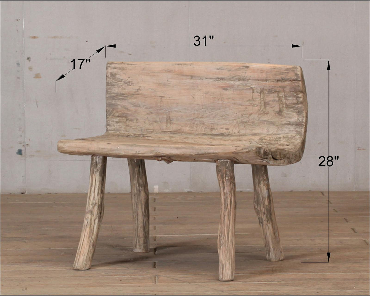 Approx. 31" Live Edge Vintage Bench Weathered Natural