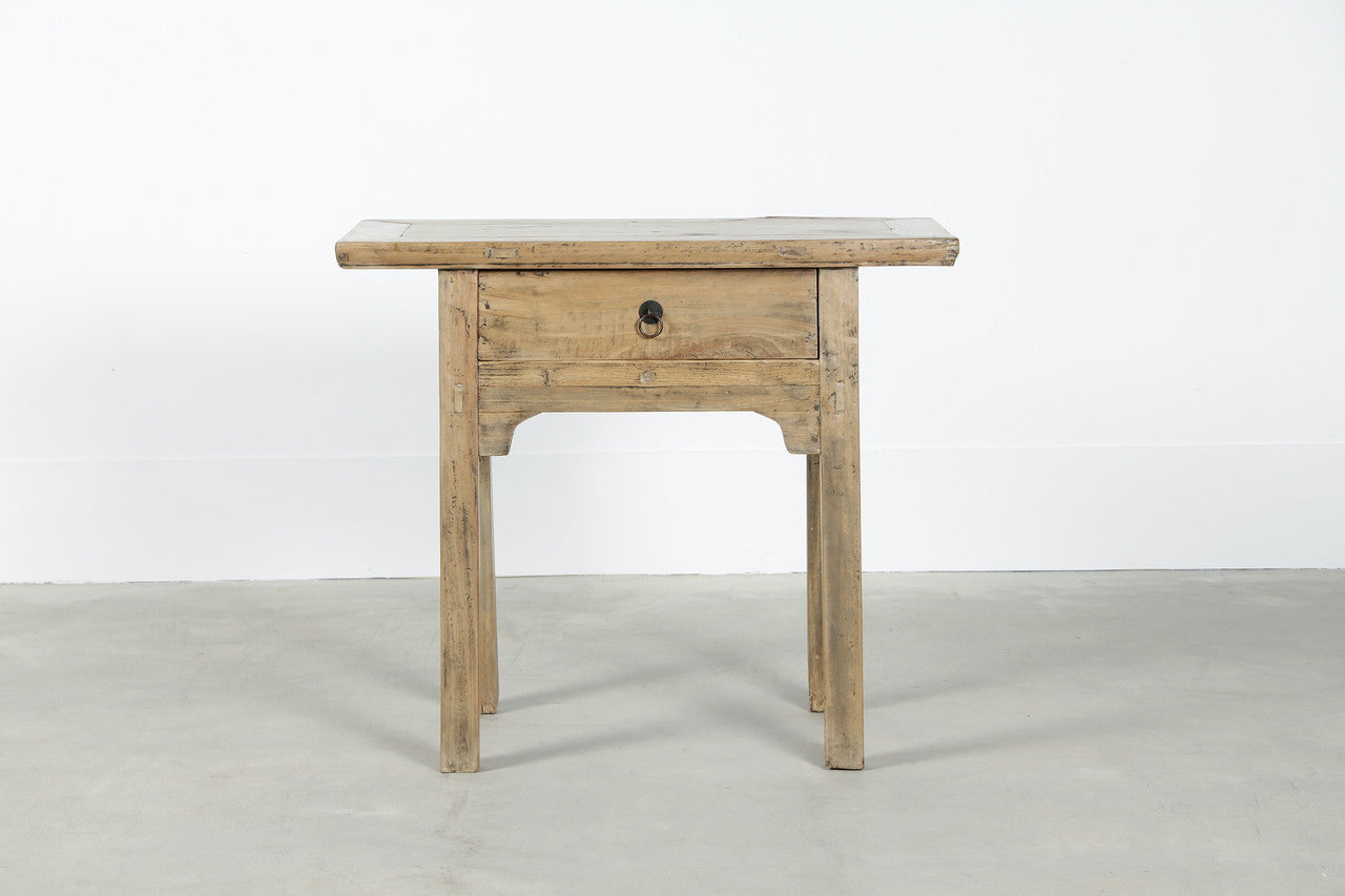 Vintage Console with One Drawer Weathered Natural Approx.30-45 Inches Wide image