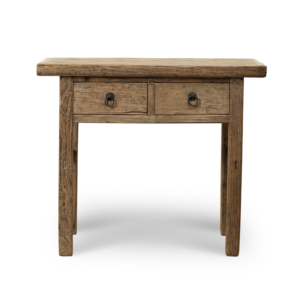 Approx 38" Long 18" Deep Vintage Entry Table with Two Drawers Weathered Natural