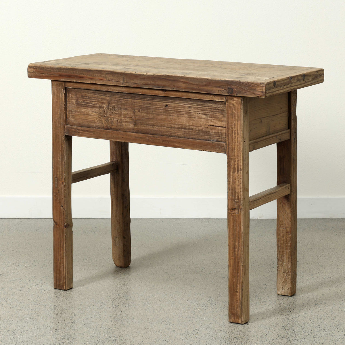 Approx 38" Long 18" Deep Vintage Entry Table with Two Drawers Weathered Natural