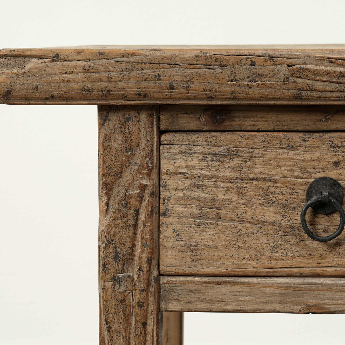 Approx 38" Long 18" Deep Vintage Entry Table with Two Drawers Weathered Natural