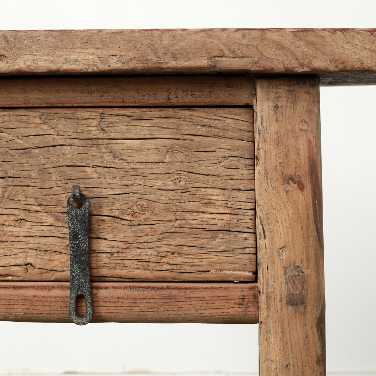Vintage Reclaimed Entry Table Elmwood with Drawers 38.6" W x 18.9" D x 32" H