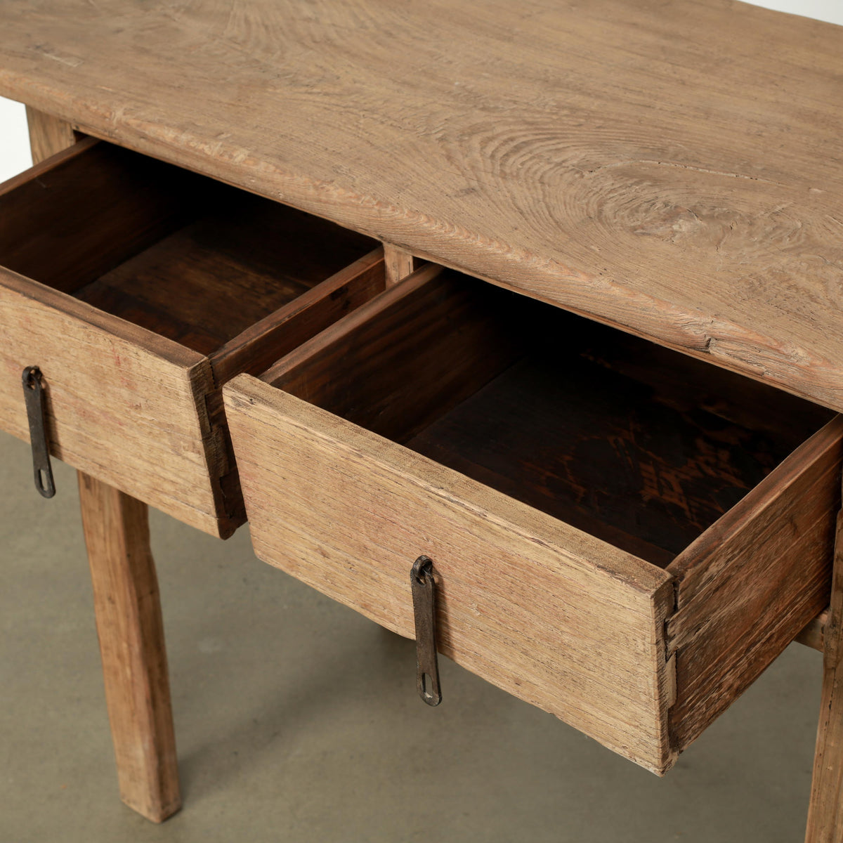 Vintage Entryway Table with Two Drawers Elmwood Weathered Nature 44W20D33H