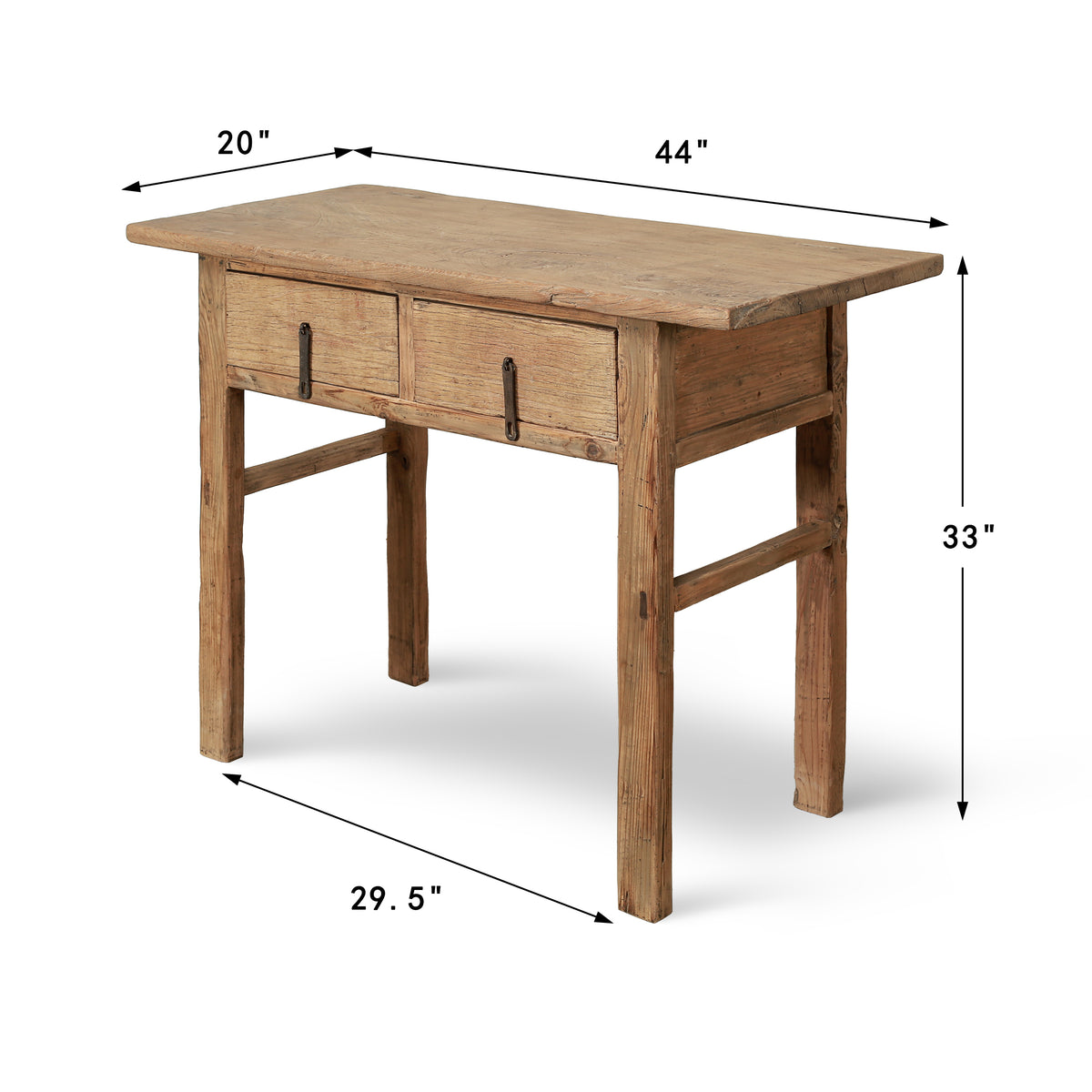 Vintage Entryway Table with Two Drawers Elmwood Weathered Nature 44W20D33H