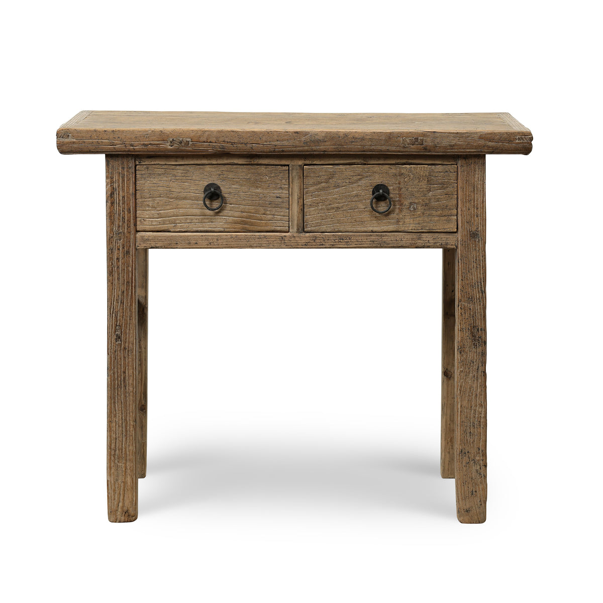 Approx 38" Long 17.7" Deep Vintage Entry Table with Two Drawers, Weathered Natural