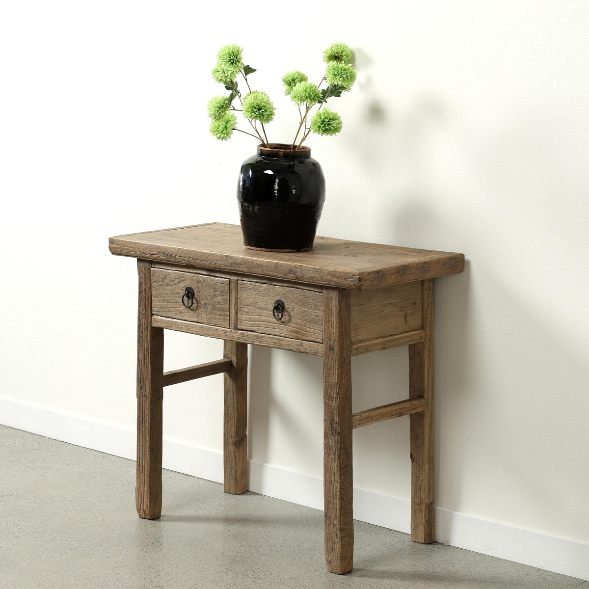 Approx 38" Long 17.7" Deep Vintage Entry Table with Two Drawers, Weathered Natural