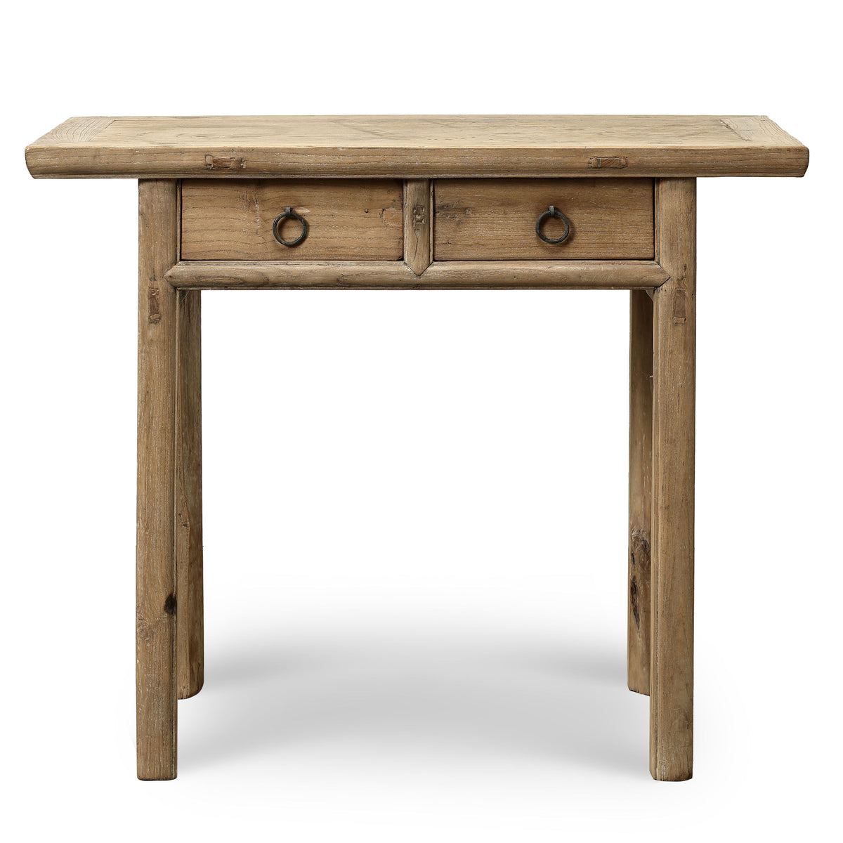 Approx 39" Long 18" Deep Vintage Entry Table with Two Drawers, Weathered Natural