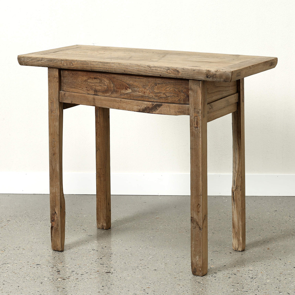Approx 39" Long 18" Deep Vintage Entry Table with Two Drawers, Weathered Natural