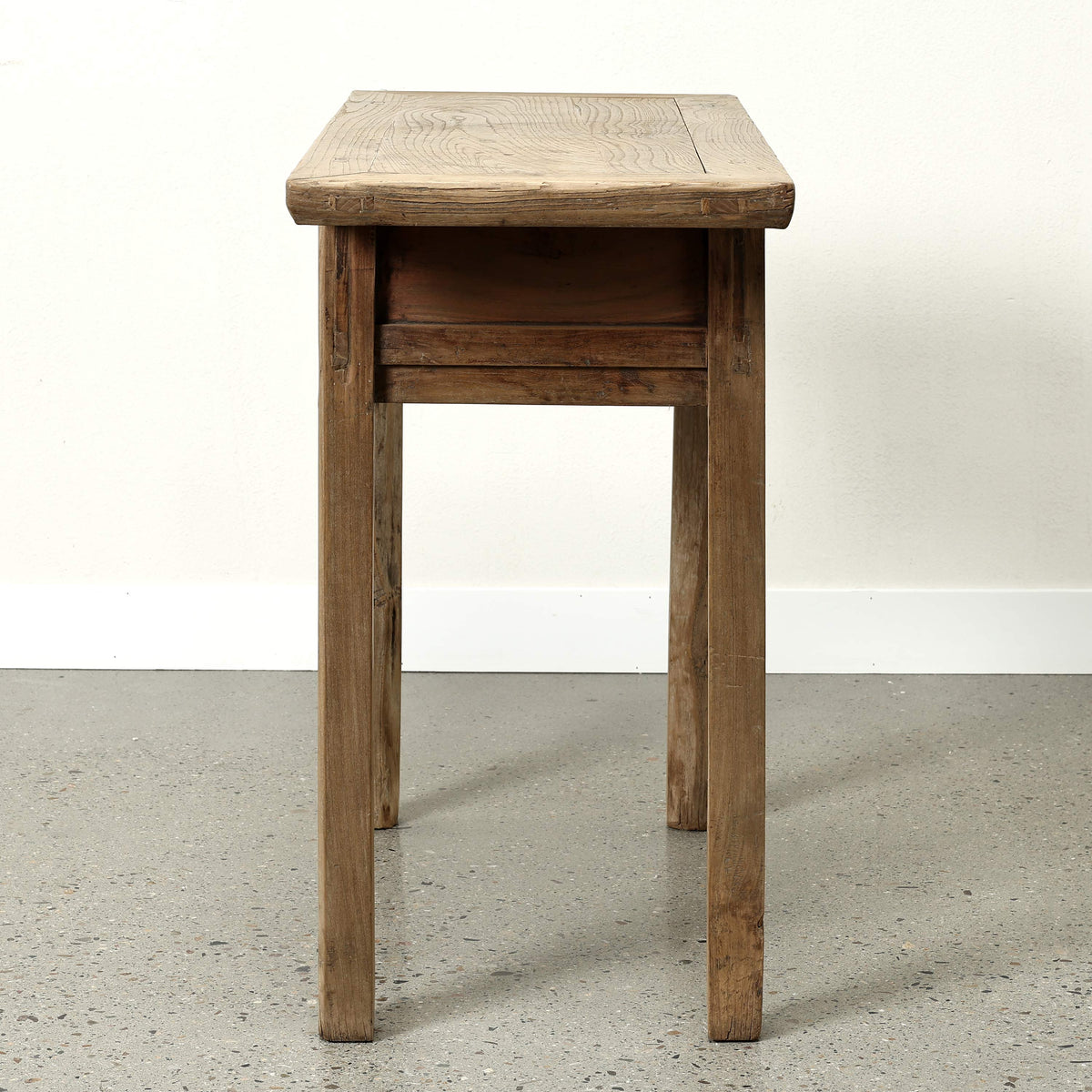 Approx 39" Long 18" Deep Vintage Entry Table with Two Drawers, Weathered Natural