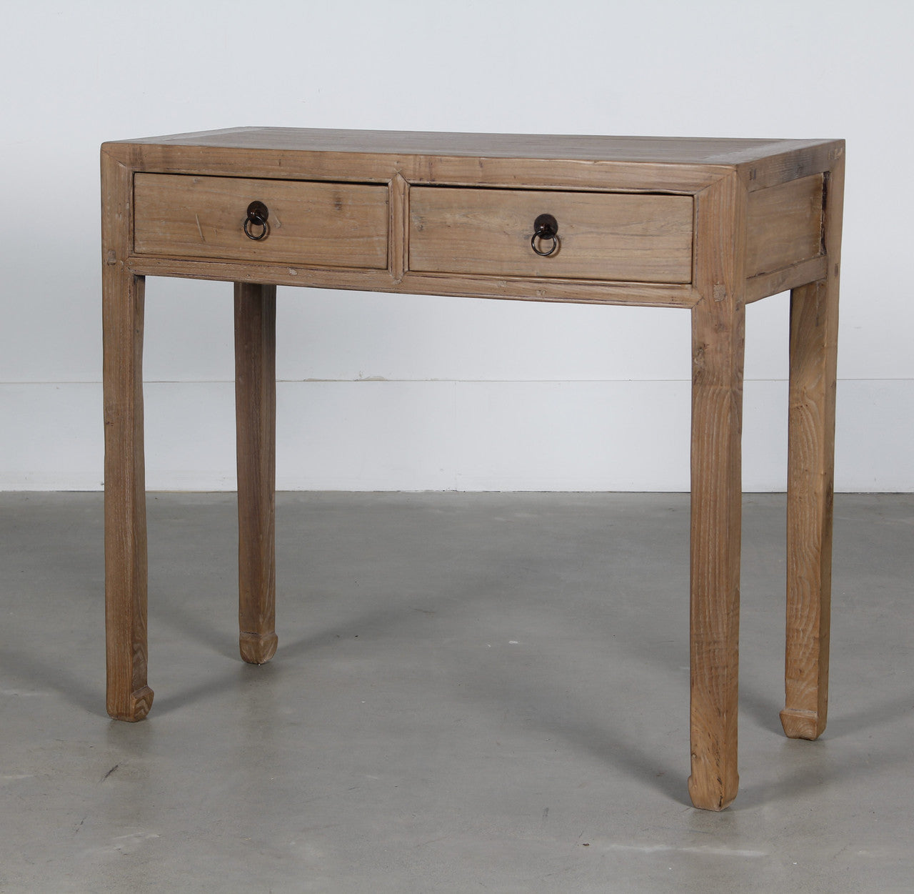 Vintage Ming Style Console Table with Two Drawers Weathered Natura image