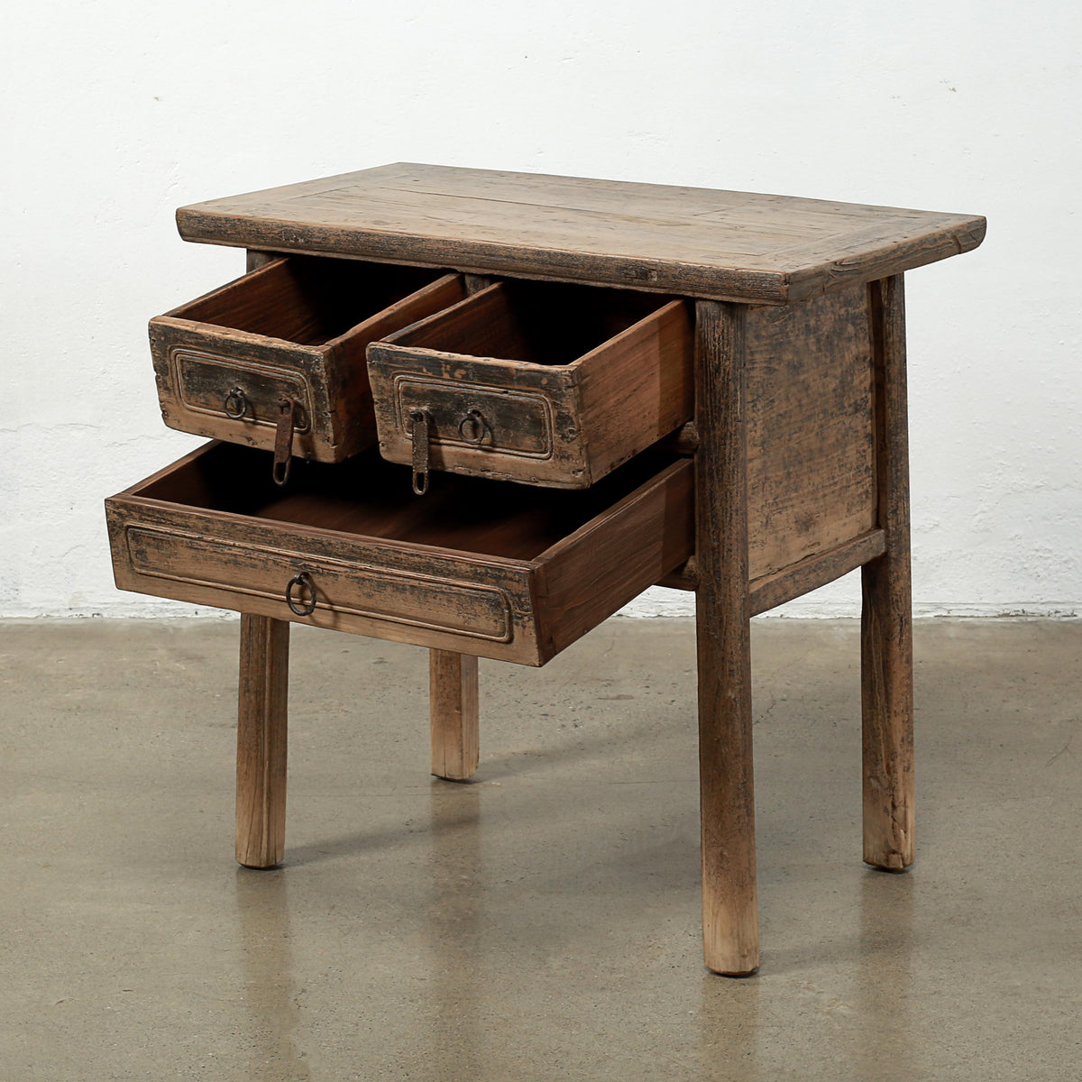 Approx.33" Long 18" Deep Vintage Entry Table with Three Drawers Weathered Natural