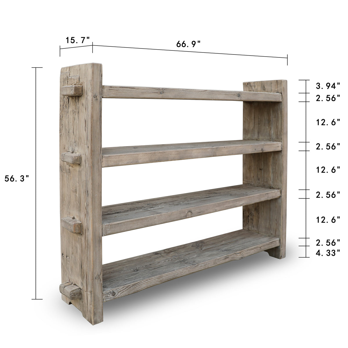 Vintage Shelf Approx. 67x16x56H Weathered natural (Size & color vary) Pre-order only