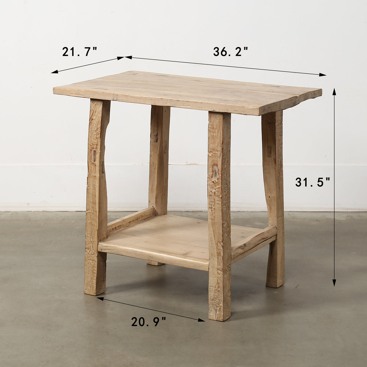Vintage Side Table with Shelf Weathered Natural 36.2x21.7x31.5H