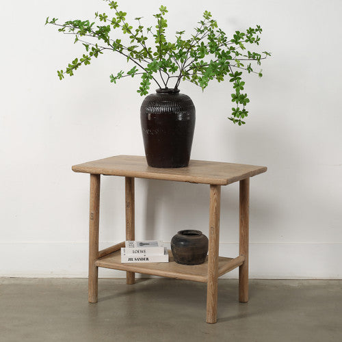 Vintage Side Table with Shelf Weathered Natural 34.3x21.3x31.5H image 2
