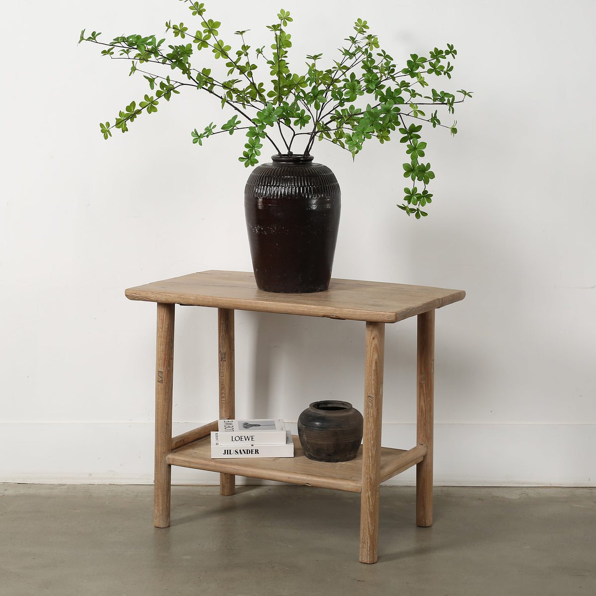 Vintage Side Table with Shelf Weathered Natural 38.2x21.7x31.5H