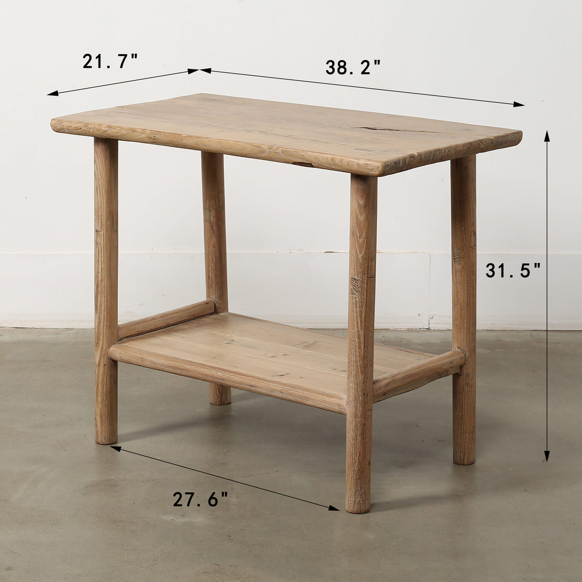 Vintage Side Table with Shelf Weathered Natural 38.2x21.7x31.5H