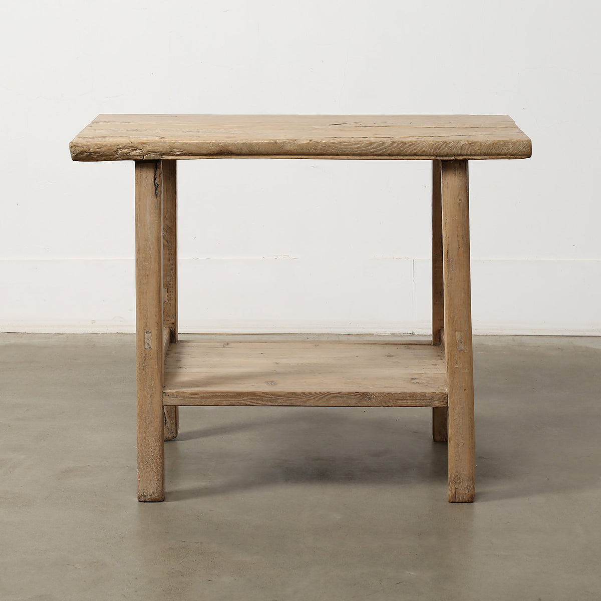 Vintage Side Table with Shelf Weathered Natural 38.2x21.3x31.5H
