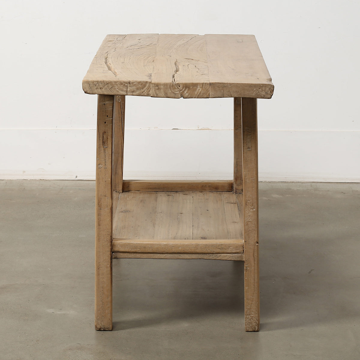 Vintage Side Table with Shelf Weathered Natural 38.2x21.3x31.5H
