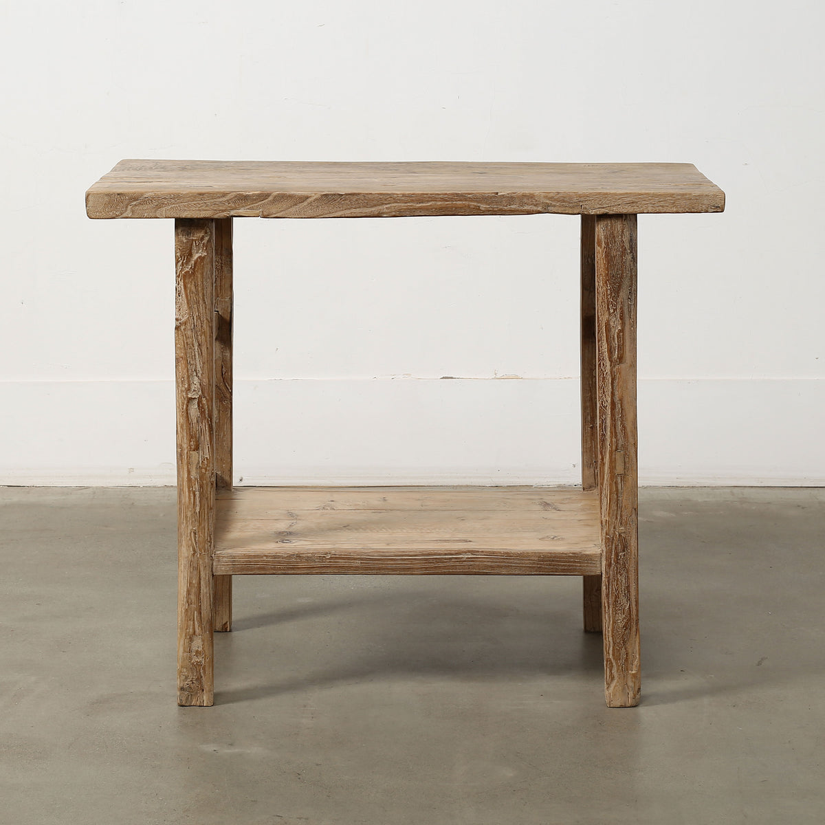 Vintage Side Table with Shelf Weathered Natural 37x16.5x31.5H