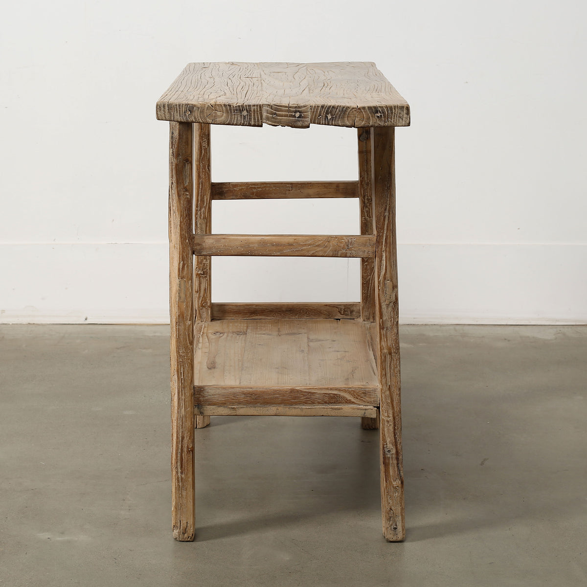 Vintage Side Table with Shelf Weathered Natural 37x16.5x31.5H