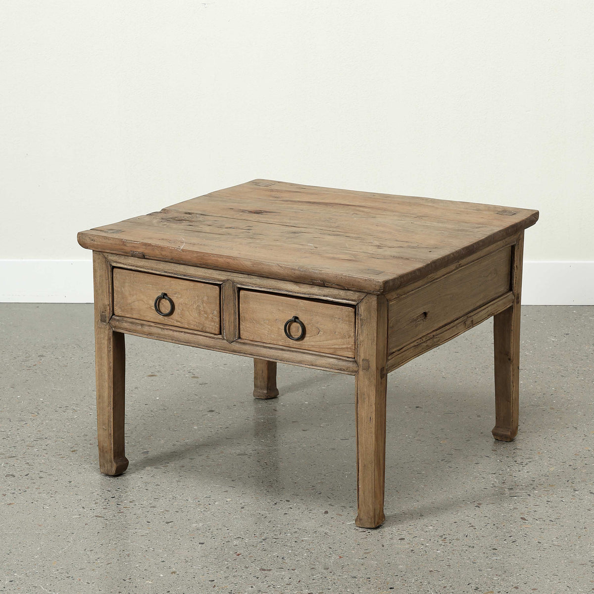 Approx. 27" Wide Square Coffee Table with Two Drawers Wide Weathered Natural