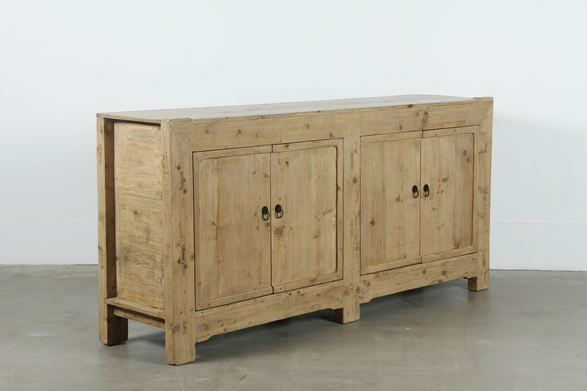 Approx. 74-80 Inches Long Vintage Four Door Buffet Weathered Natural(Size Vary)