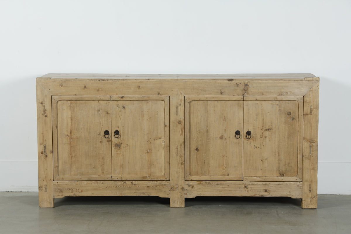Approx. 74-80 Inches Long Vintage Four Door Buffet Weathered Natural(Size Vary)