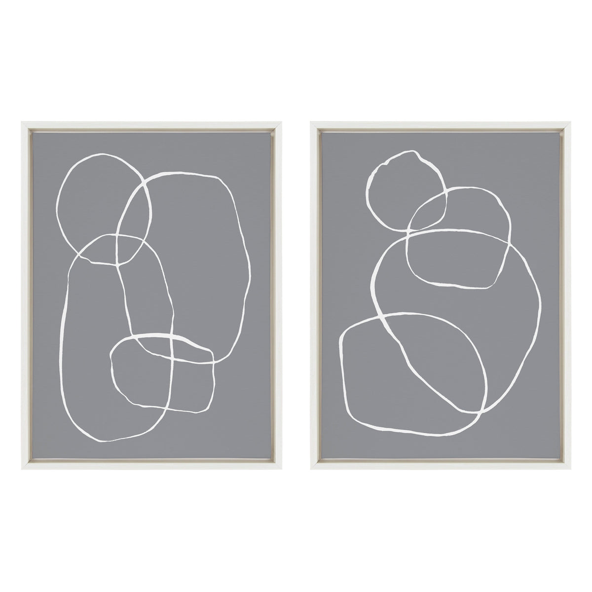 Sylvie Gray Going in Circles Framed Canvas Set by Teju Reval