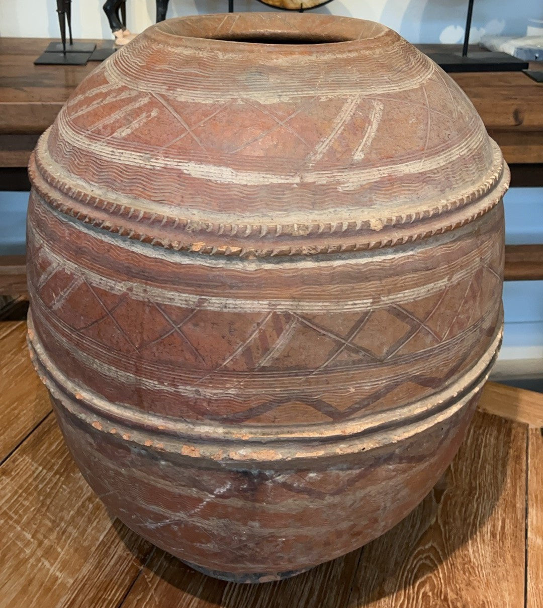 Approx. 20-24 Inches High Vintage Two Tones Glazed Wine Jar image