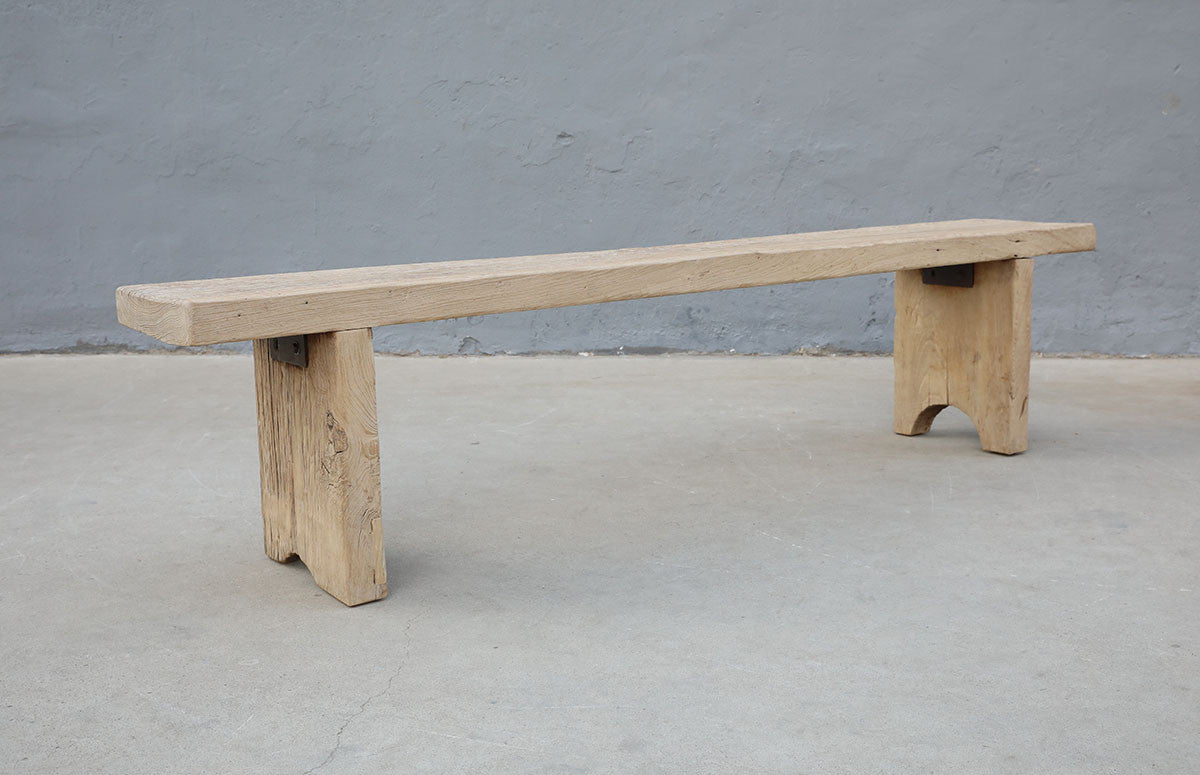 Bari Bench — Rustic Vintage Elm Wood image